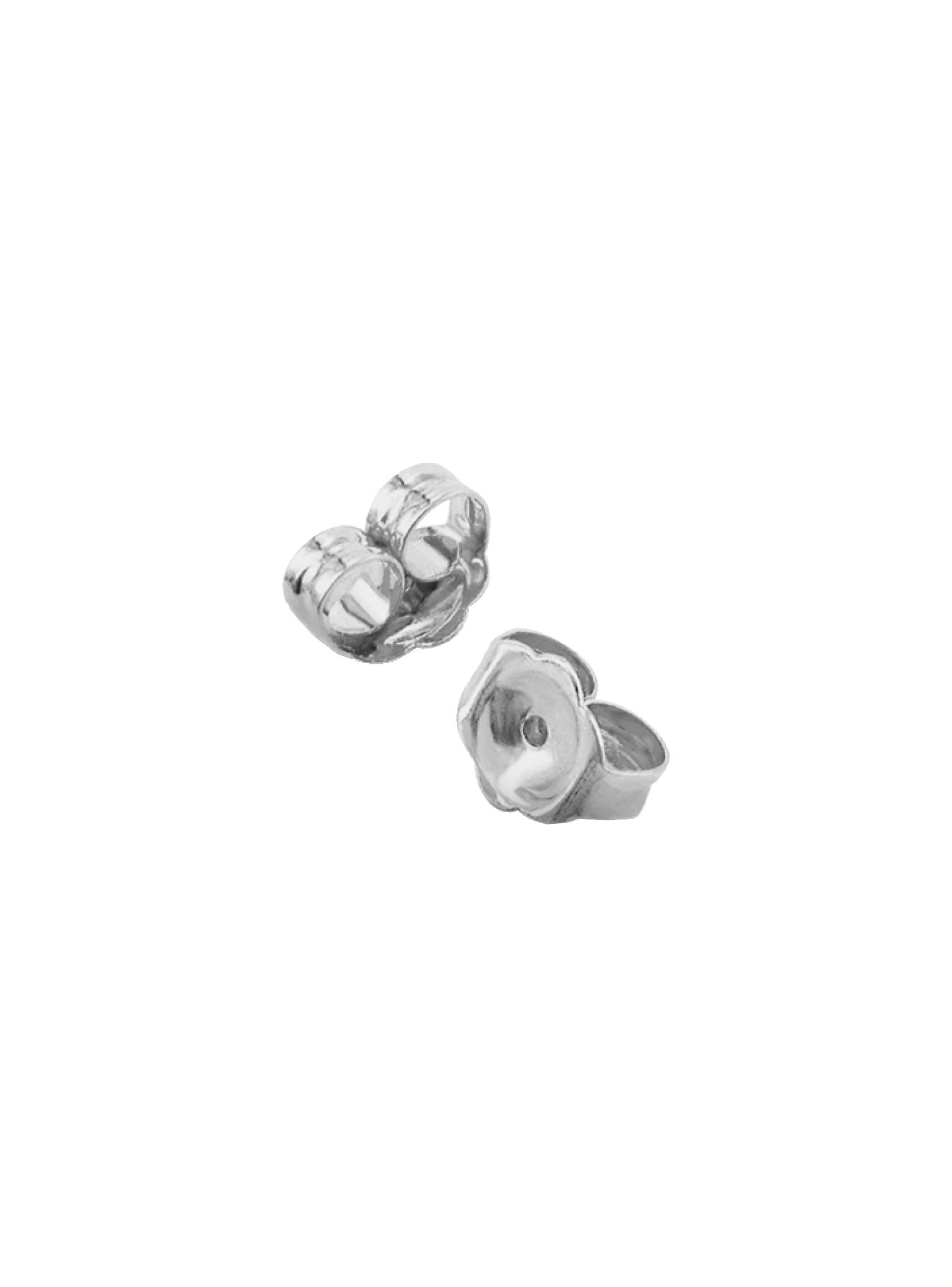 9ct White Gold & Rubber Round Earrings Backs | Jewellerybox.co.uk
